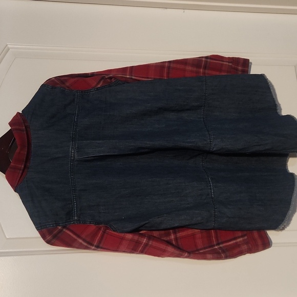 FREE PEOPLE. Medium long sleeve plaid and denim - Picture 4 of 4